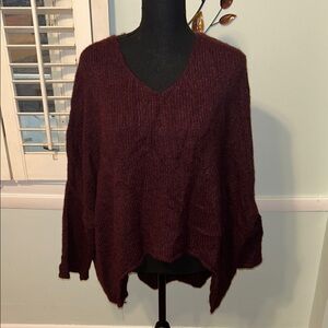 Burgundy V-Neck Women's Sweater